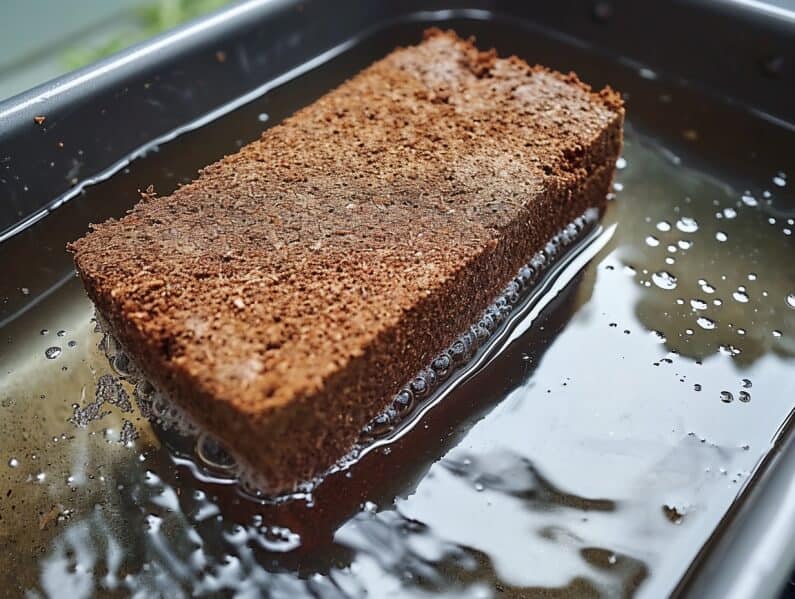 coir brick in water for expanding