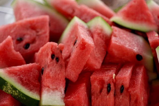 A pile of sliced watermelon.