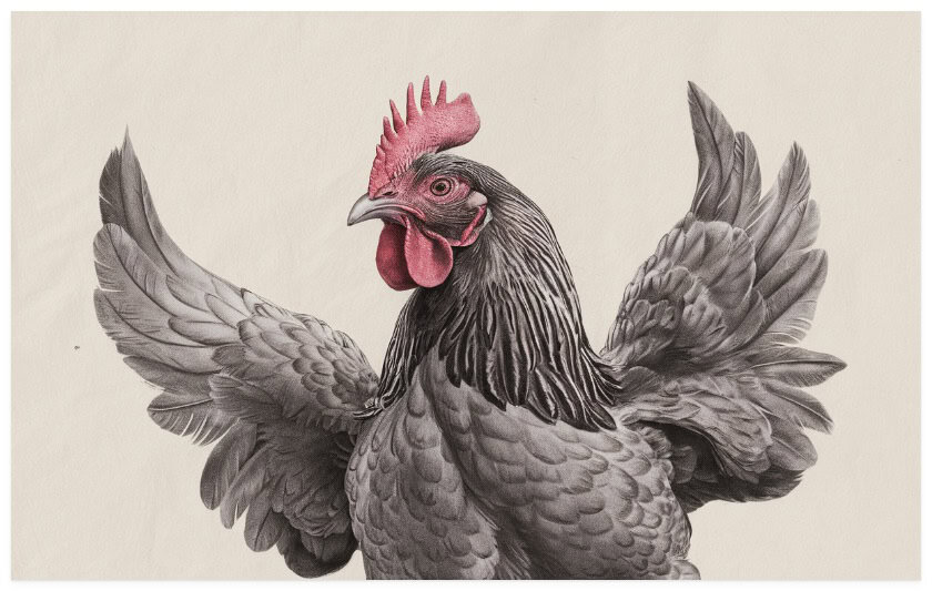 a chicken flapping its wings
