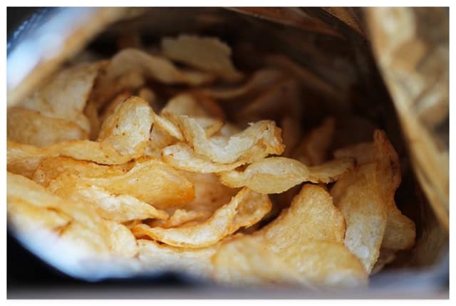 An open bag of chips.