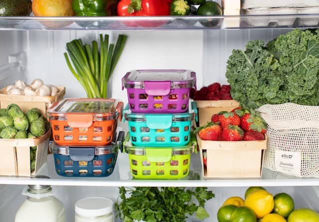 a refrigerator full of vegetables and fruit