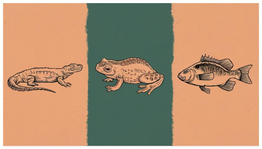 three different types of cold blooded animals