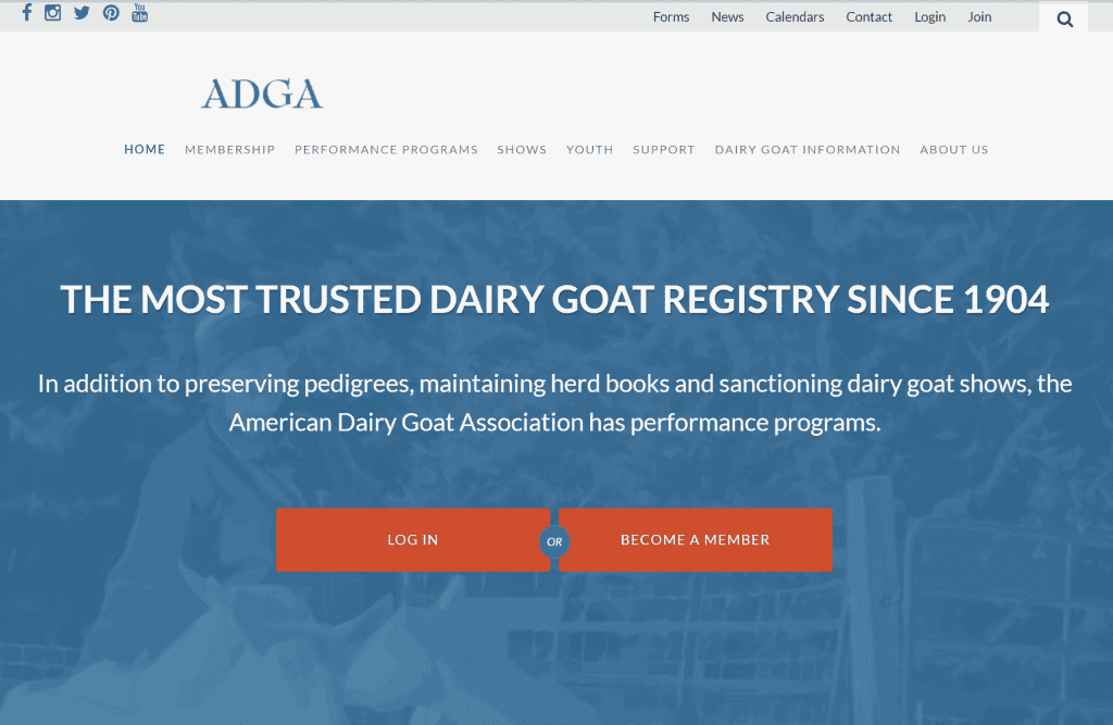 The American Dairy Goat Association homepage.