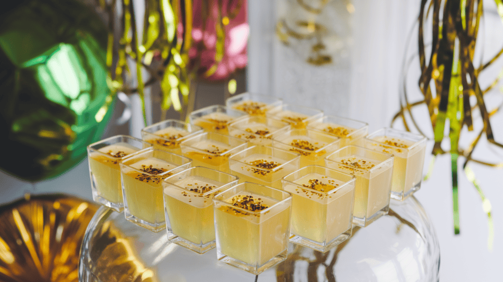 Champagne jello shots with edible gold glitter